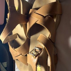 Volatile wedge tan size 7 real leather heels barely been worn